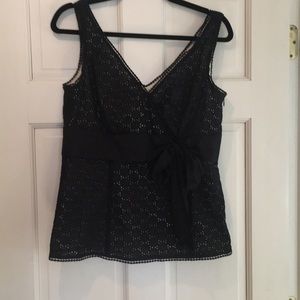Black Eyelet sleeveless blouse by Ann Taylor